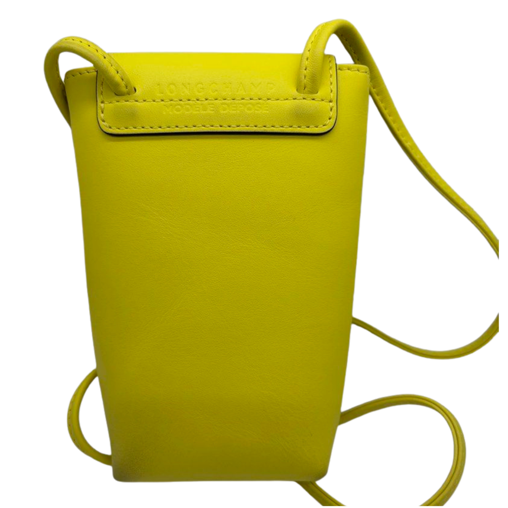 Longchamp Yellow Leather Phone Pouch
