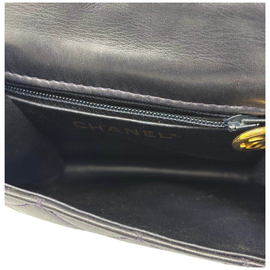Chanel CC Black Matelasse Lambskin Belt Bag