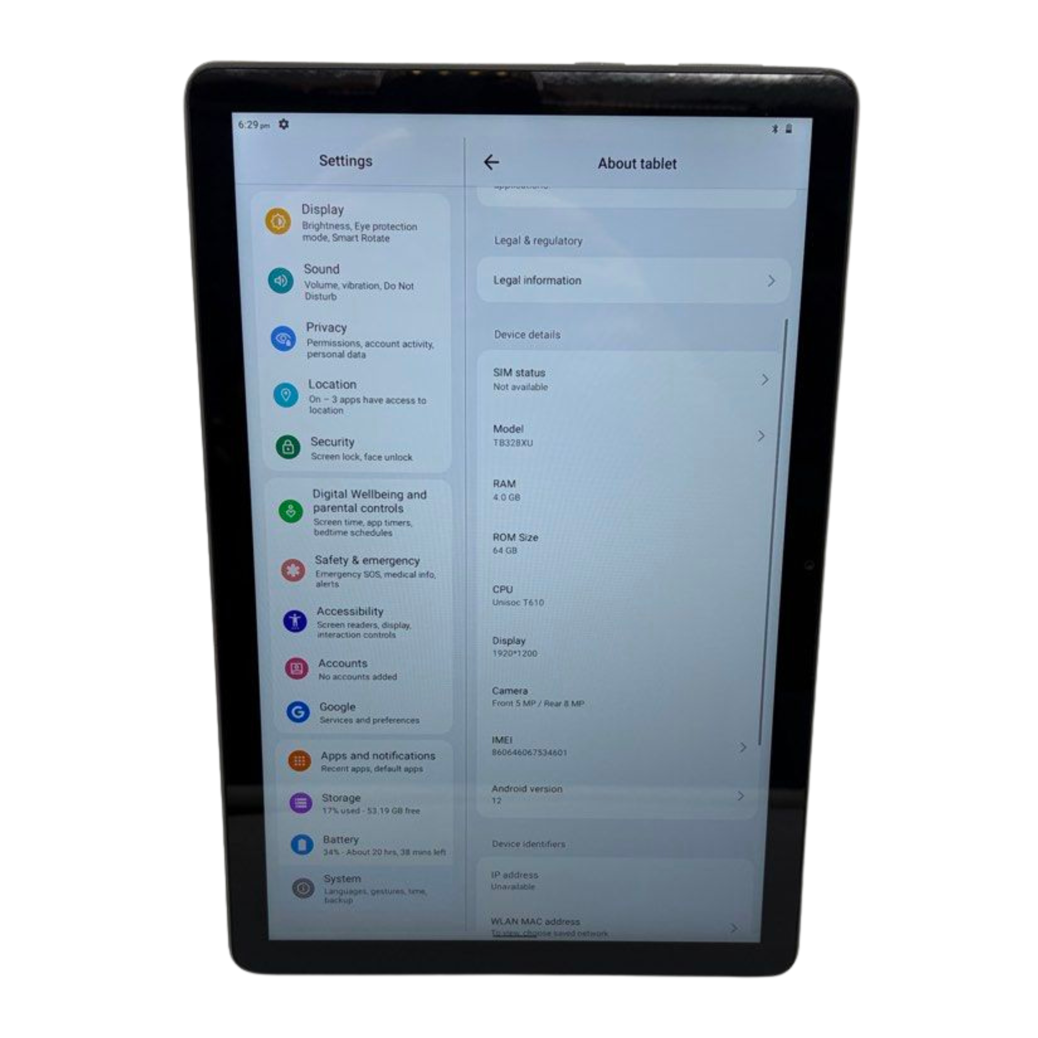 Lenovo Tab M10 (3rd Gen) 64GB 10inch Tablet