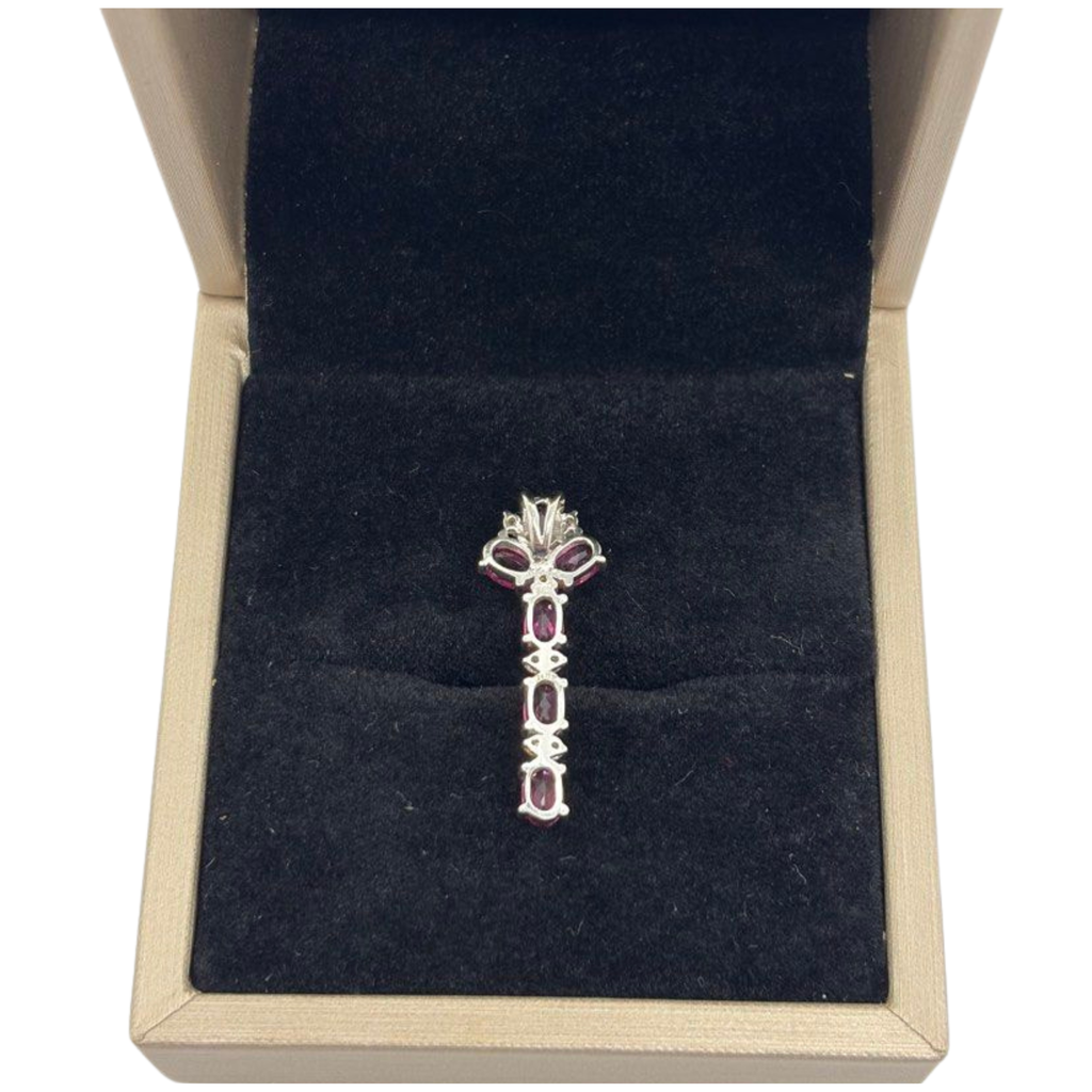 18K White Gold Natural Pink Tourmaline & Diamond Pendant
