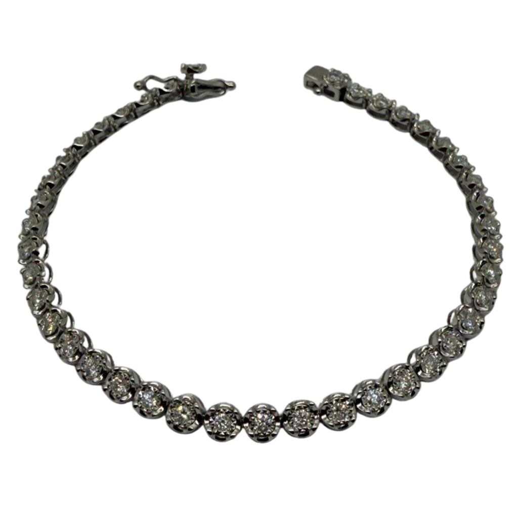 375 White Gold Natural Diamond Bracelet