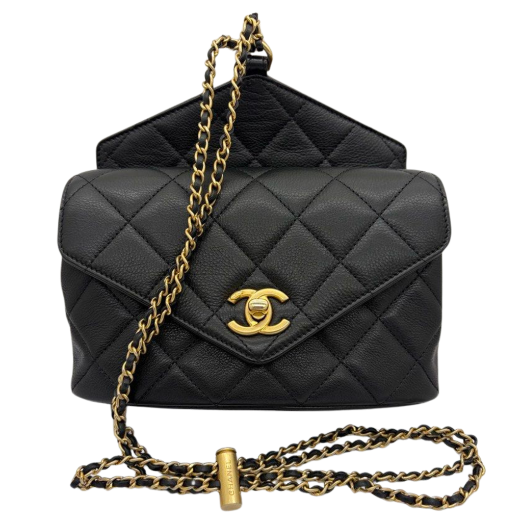 Chanel Carry With Chic Chain Flap Waist Bag Quilted Lambskin Black