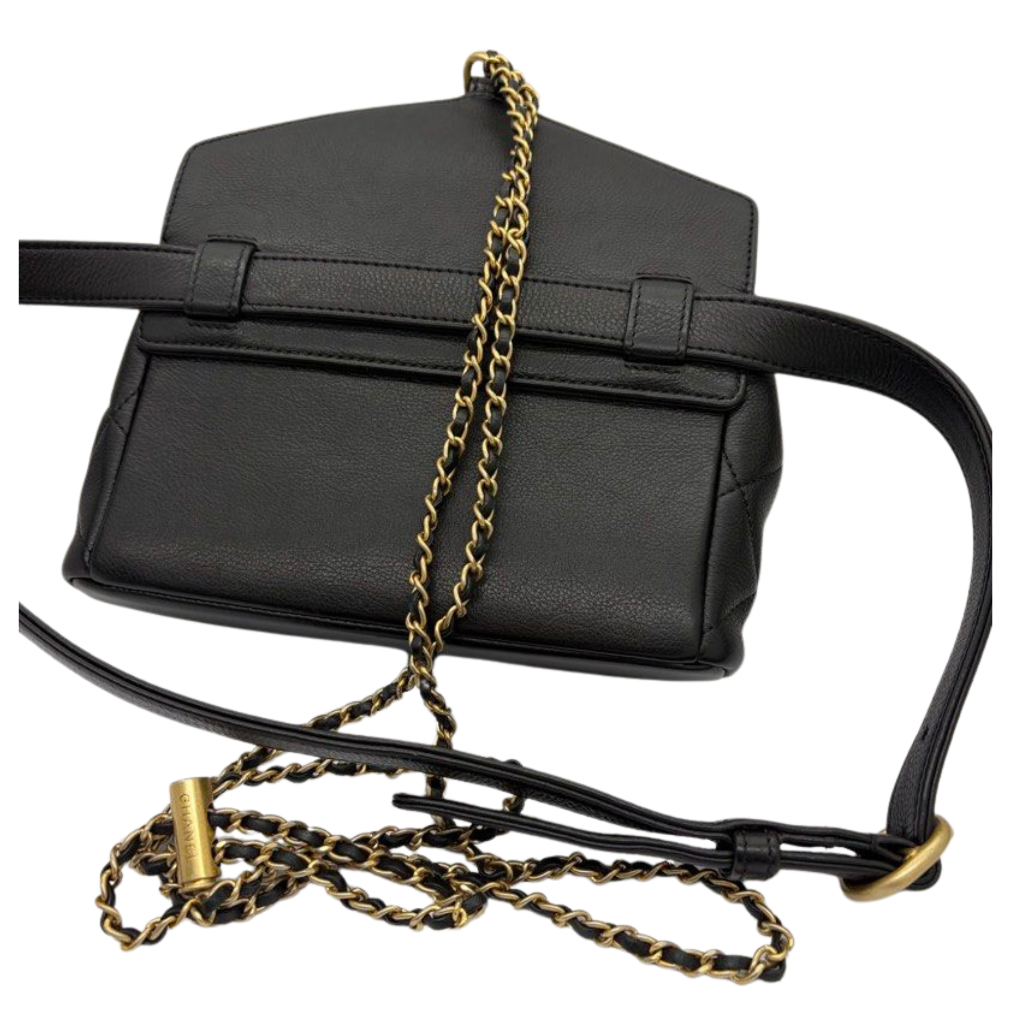 Chanel Carry With Chic Chain Flap Waist Bag Quilted Lambskin Black