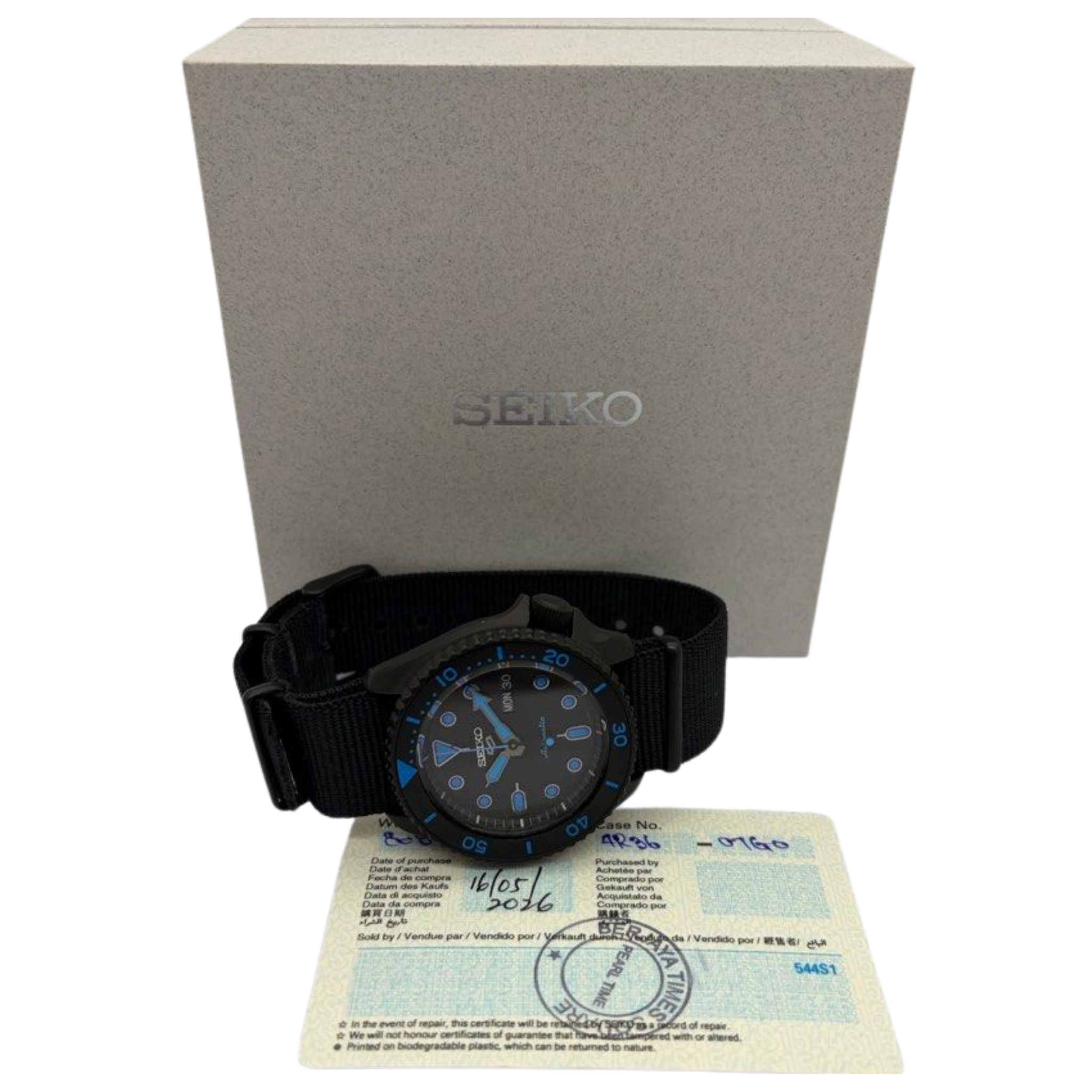 Seiko 5 Sports SPRD81 42.5mm Automatic Black Dial Nylon Strap Watch
