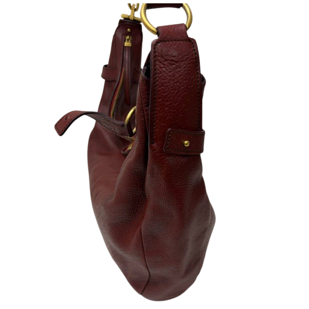 Salvatore Ferragamo Burgundy Leather Hobo Bag