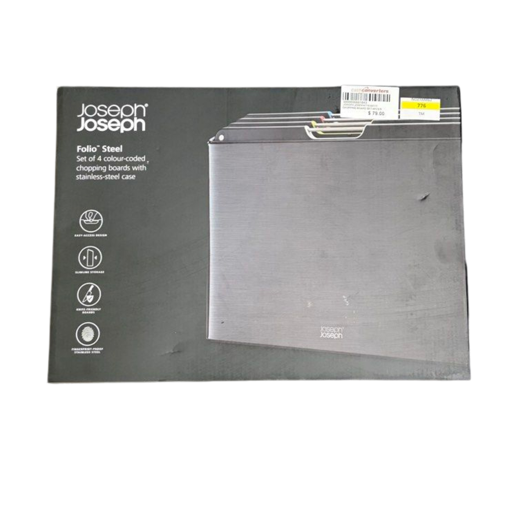 Joseph Joseph 60171 Folio Steel Chopping Board Set, Carbon Black (4 Piece)