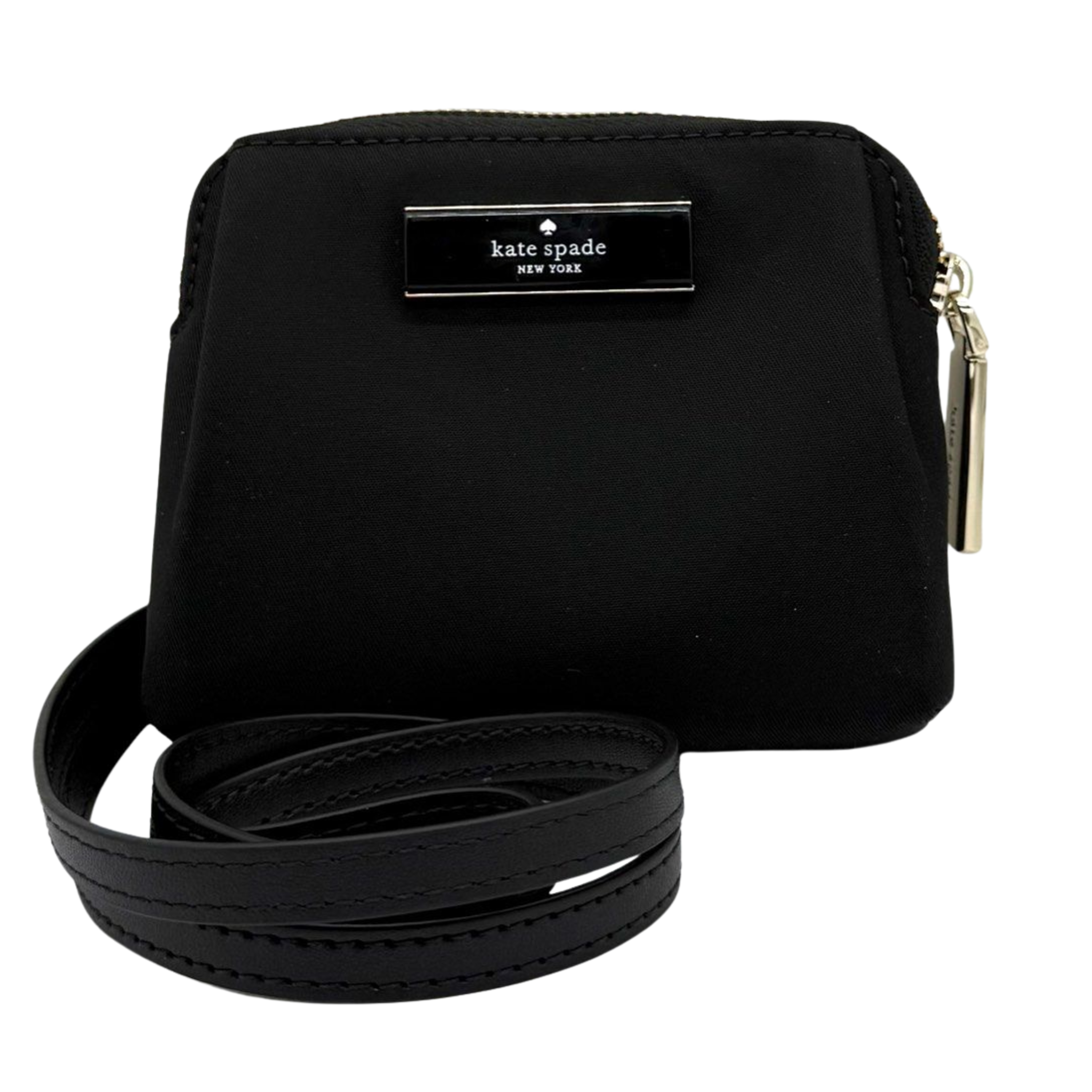 Kate Spade Cafter Nylon Card Case Lanyard- Black