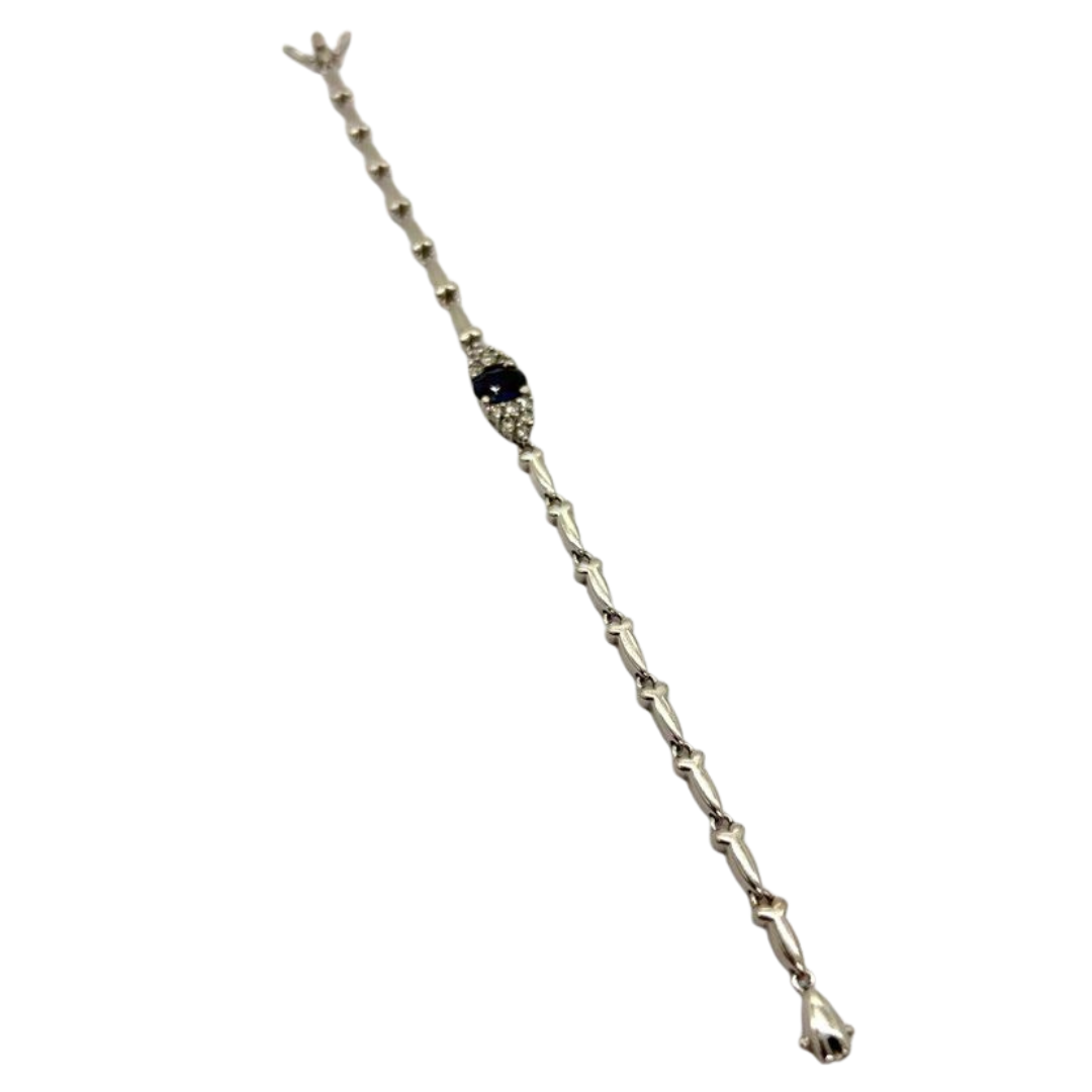 PT900 Natural Blue Sapphire & Diamond Bracelet