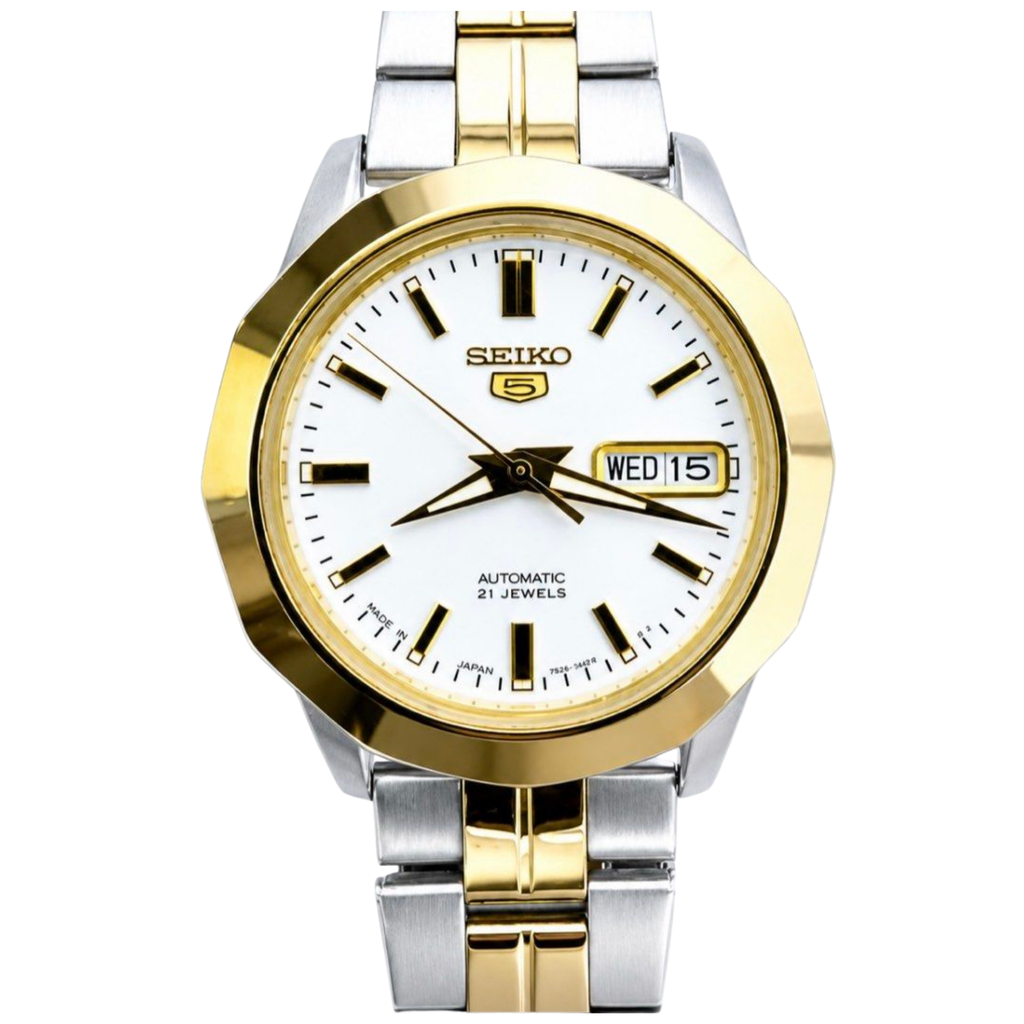 Seiko Men's SNKG84 Seiko 5 Automatic White Dial Two-Tone Stainless Steel Watch