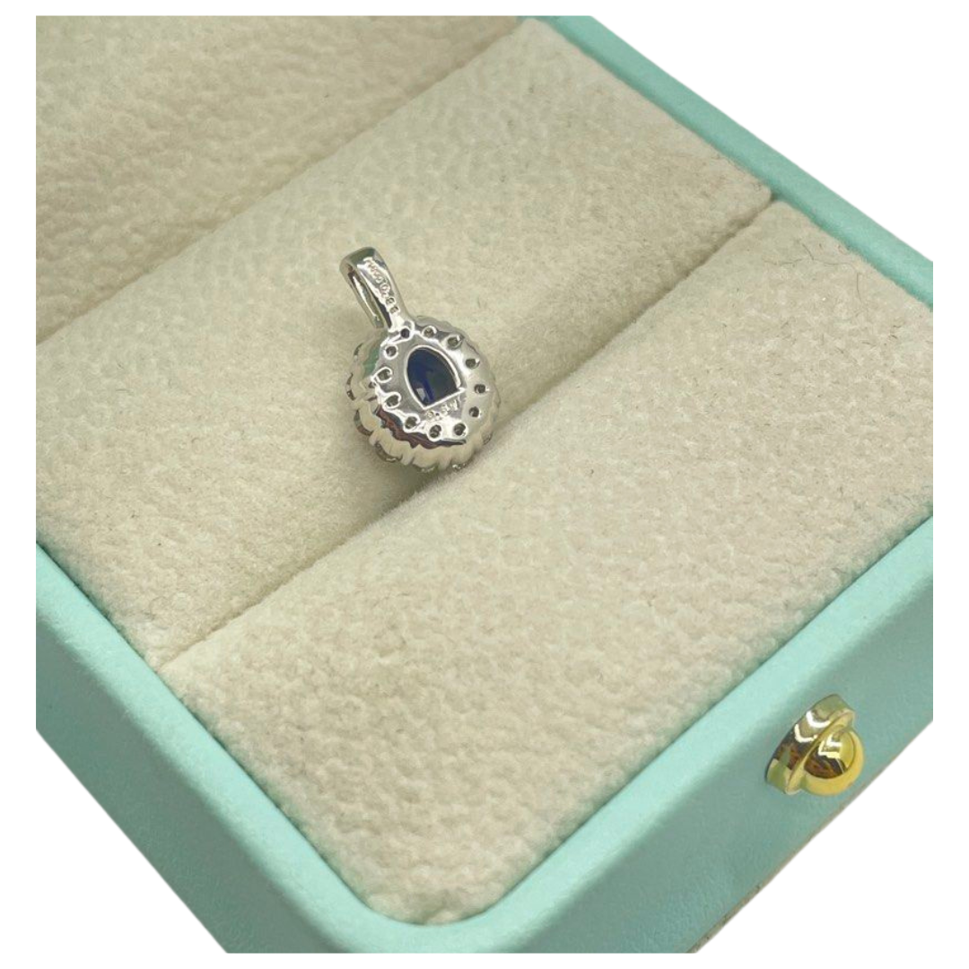 PT900 Natural Blue Sapphire & Diamond Pendant