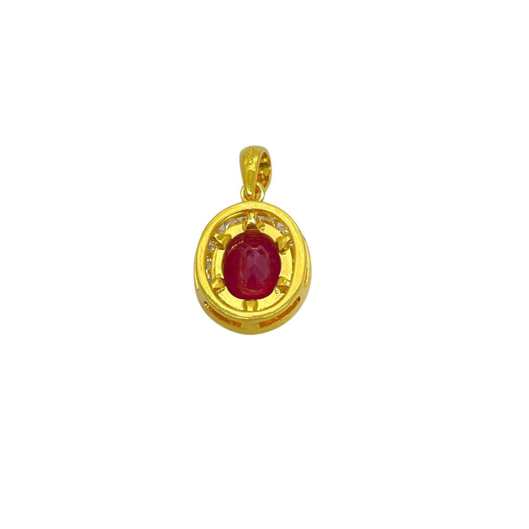 850 Yellow Gold Natural Ruby (Burma) & Diamond Pendant