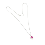 18K White Gold Natural Ruby & Diamond Necklace