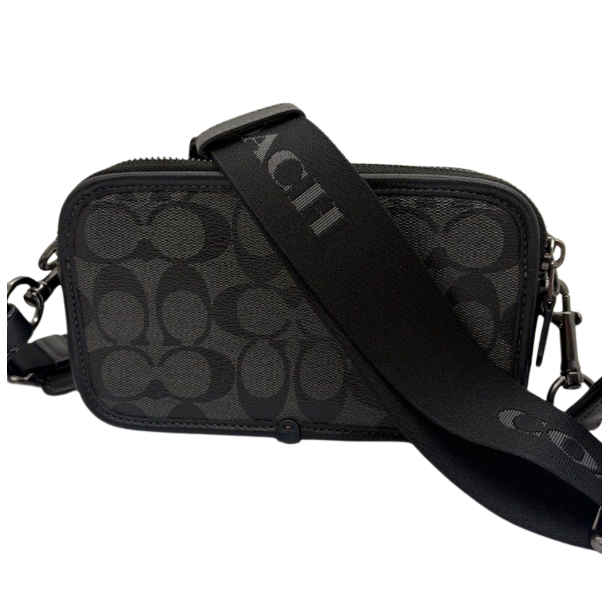 Coach Wyatt Crossbody Bag in Signature Canvas, Charcoal Black CM109