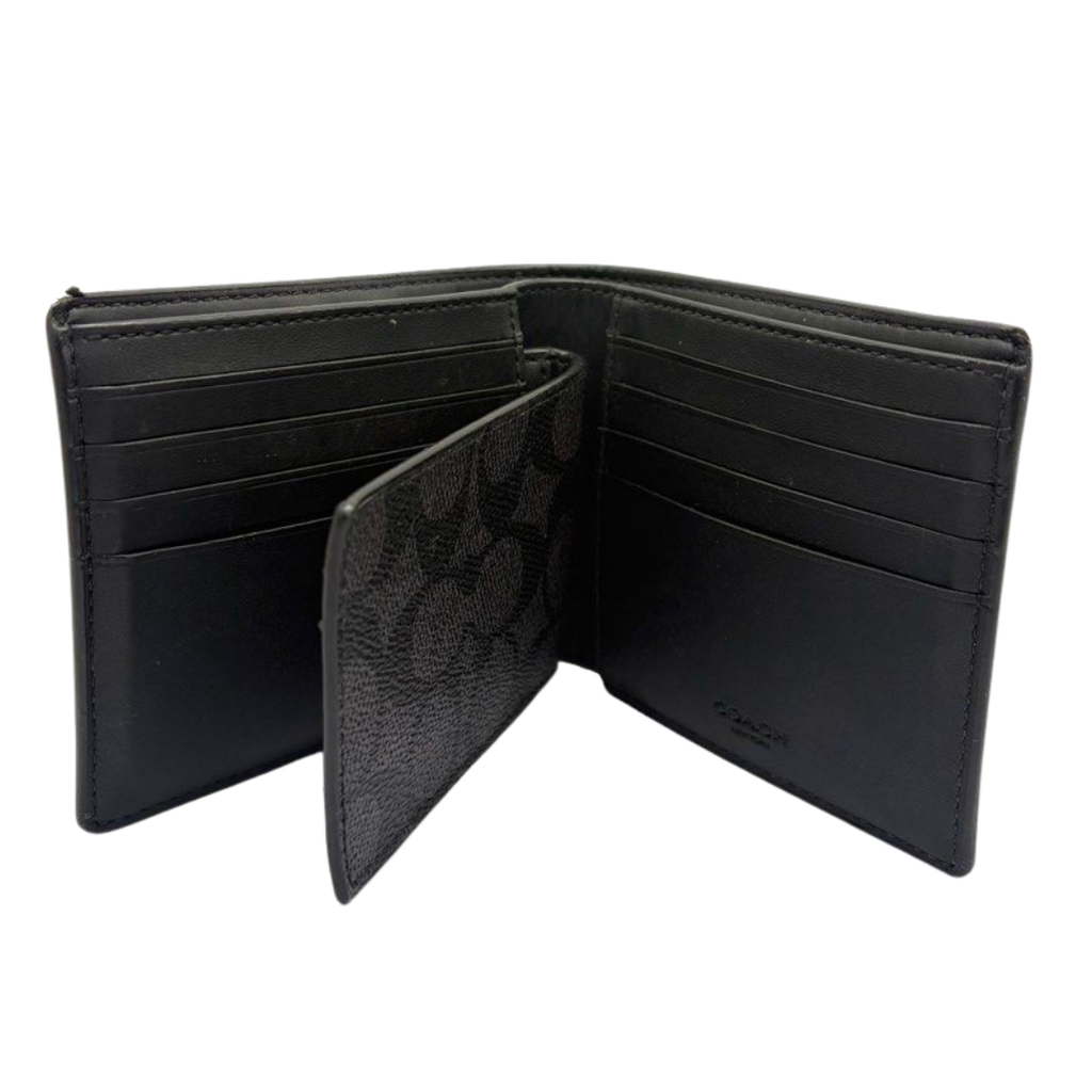Coach Men Bi-Fold Wallet in Signature Canvas, Black