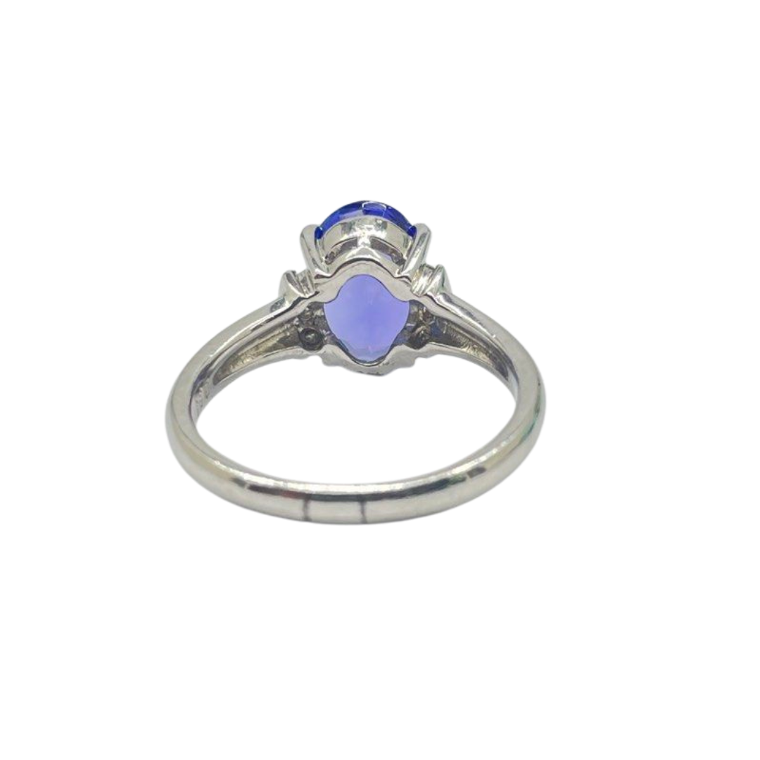PT900 Natural Tanzanite & Diamond Ladies Ring