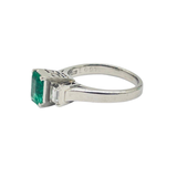 PT800 Natural Emerald (Colombia) & Diamond Ladies Ring