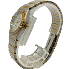 Omega Constellation 25mm Quartz Half Gold Diamond Bezel White Mother of Pearl Dial Watch