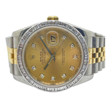 Rolex Datejust 116233 36mm Half Gold Diamond Bezel and Index Gold Dial Automatic Watch