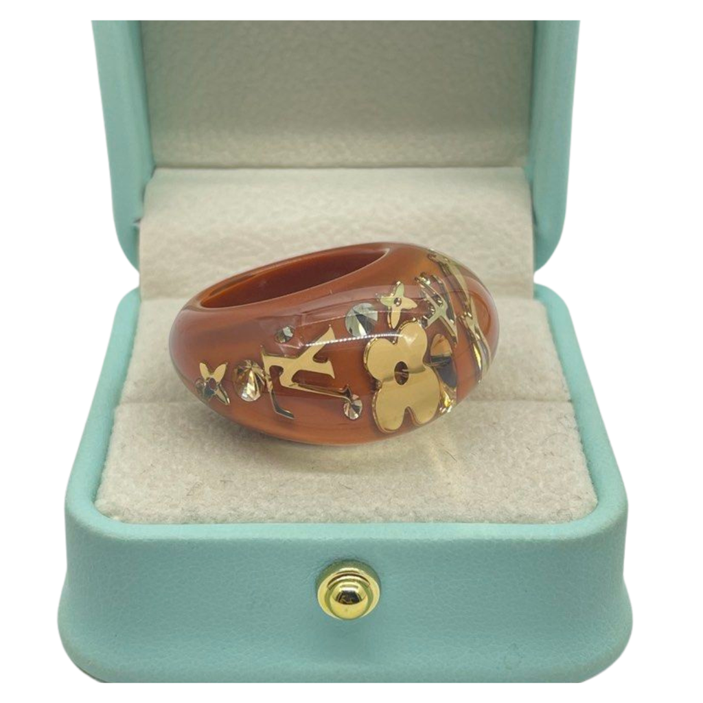 Louis Vuitton PVC Bague Inclusion Brown Ring, Size 17
