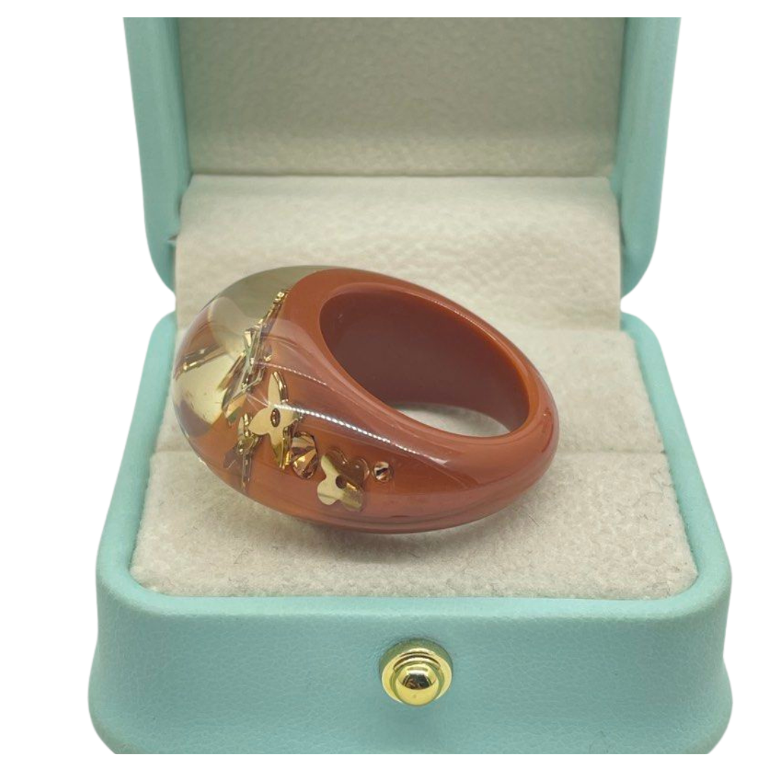 Louis Vuitton PVC Bague Inclusion Brown Ring, Size 17