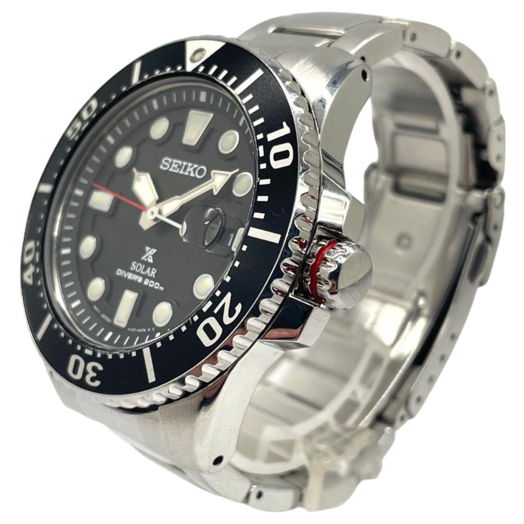 Seiko Prospex Diver Scuba 43.5mm Solar Black Dial Steel Watch SBDJ017