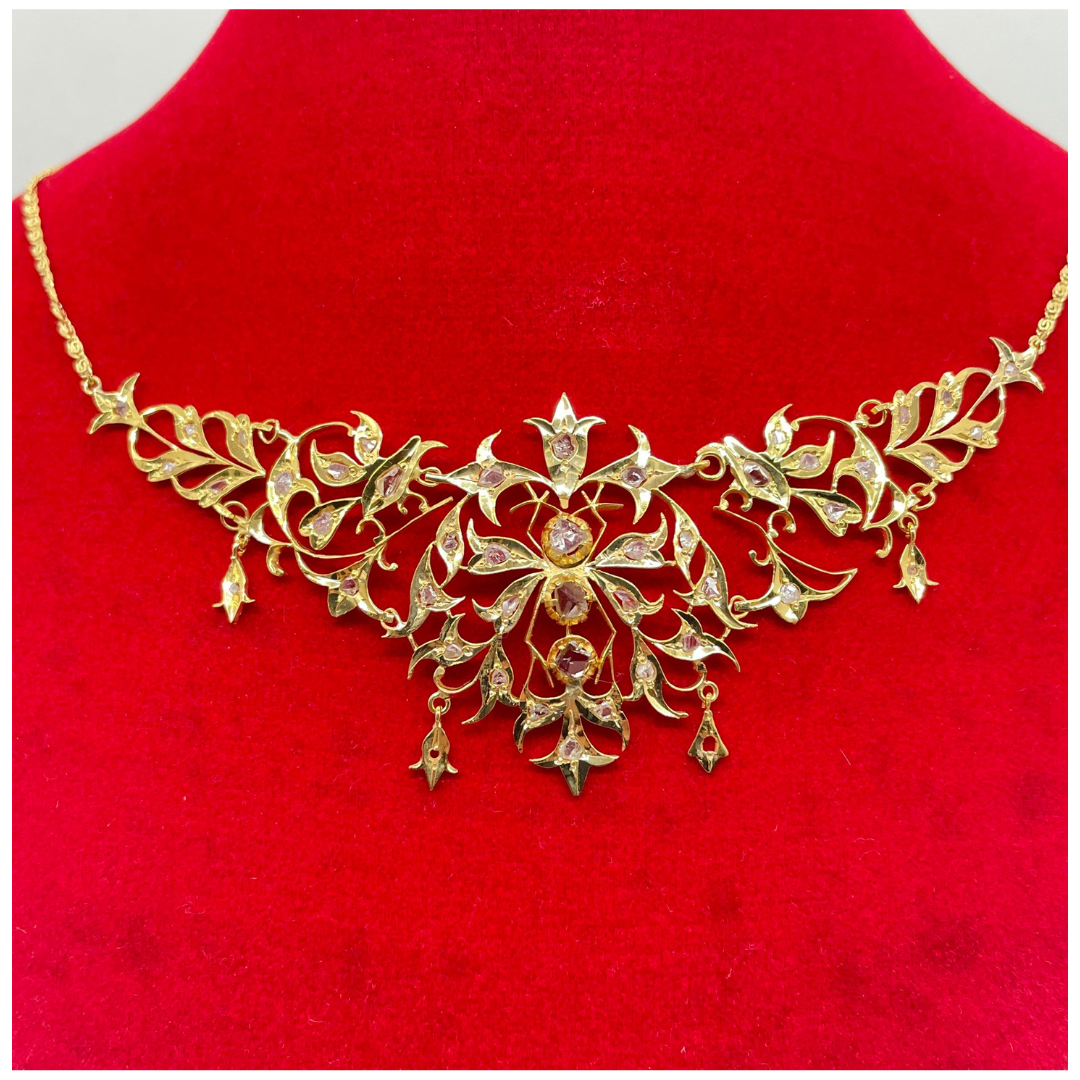 20|14K Yellow Gold Peranakan Intan Necklace