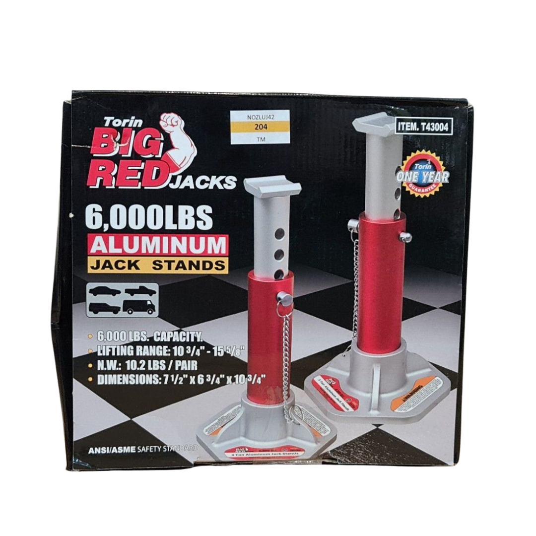 BIG RED T43004 Torin Aluminum Lift Support with Locking Pins: 3 Ton (6,000 lb) Capacity, Red/Silver, 1 Pair