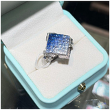 18K White Gold Natural Sapphire & Diamond Ring