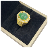 916 Yellow Gold Natural Jadeite (Type-A) & Diamond Men’s Ring