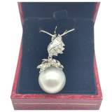 PT900 Natural South Sea Pearl & Diamond Pendant