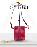 Tory Burch Couro Vermelho Bucket Bag