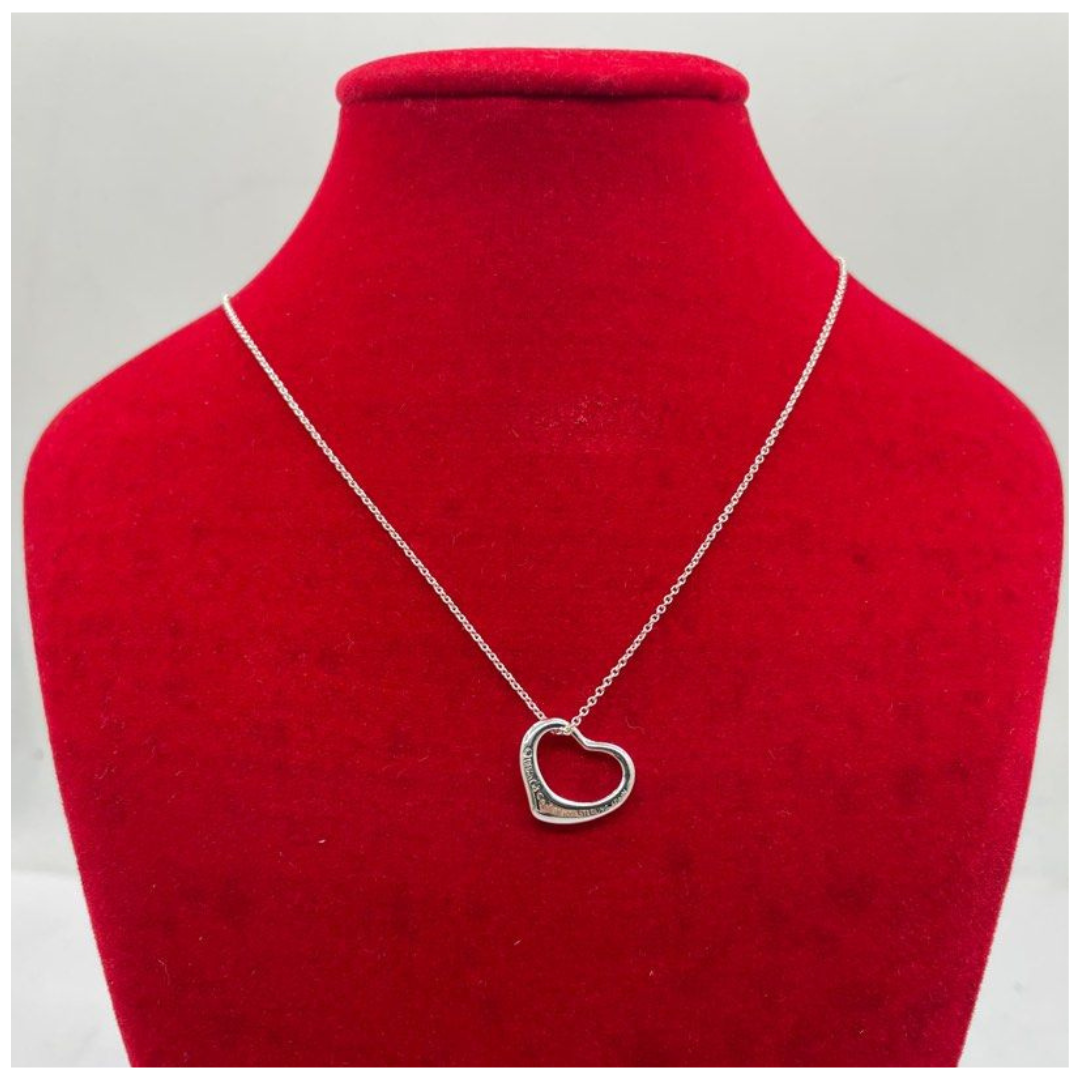 Tiffany 925 Silver Necklace, Elsa Peretti Open Heart