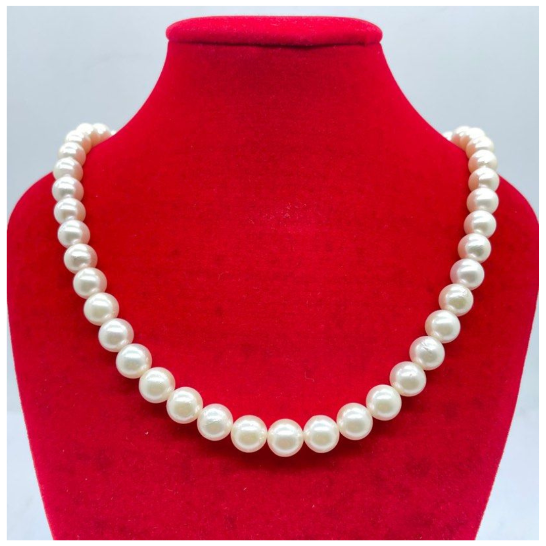 Natural Pearl Necklace with Silver Clasp