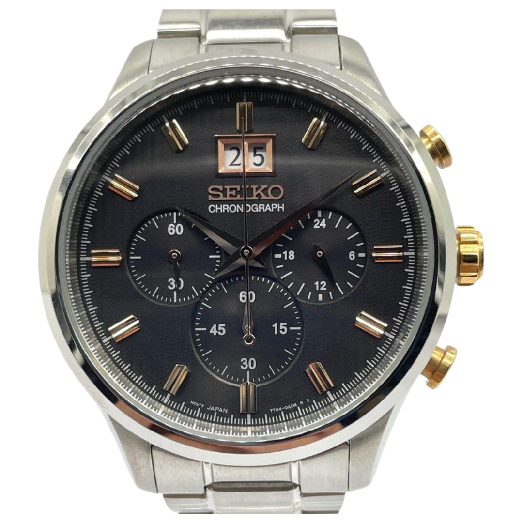 Seiko SPC151P1 42mm Quartz Chronograph Grey Dial Steel Watch