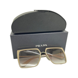 Prada Oversized Square Metal Sunglass SPR 58W, Powder and Gold Colour