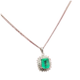 Natural Emerald (Colombia) & Diamond Necklace PT850/900 (Cert)