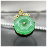 Natural Jadeite (Type-A) & Diamond Pendant set in 850 Yellow Gold