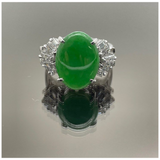 Natural Jadeite & Diamond Ladies Ring Setting PT900 With Cert