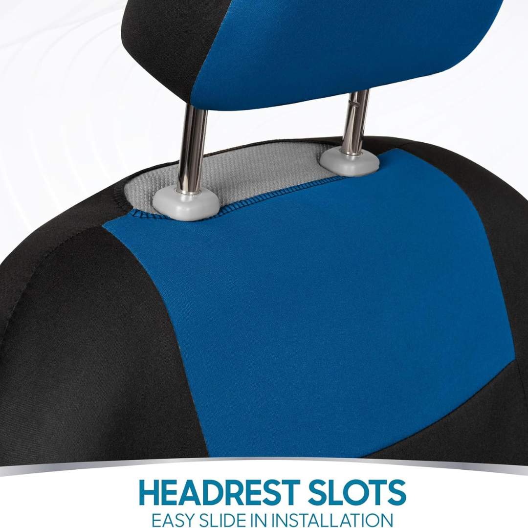 BDK PolyPro Car Seat Covers Full Set in Blue on Black Secondary image