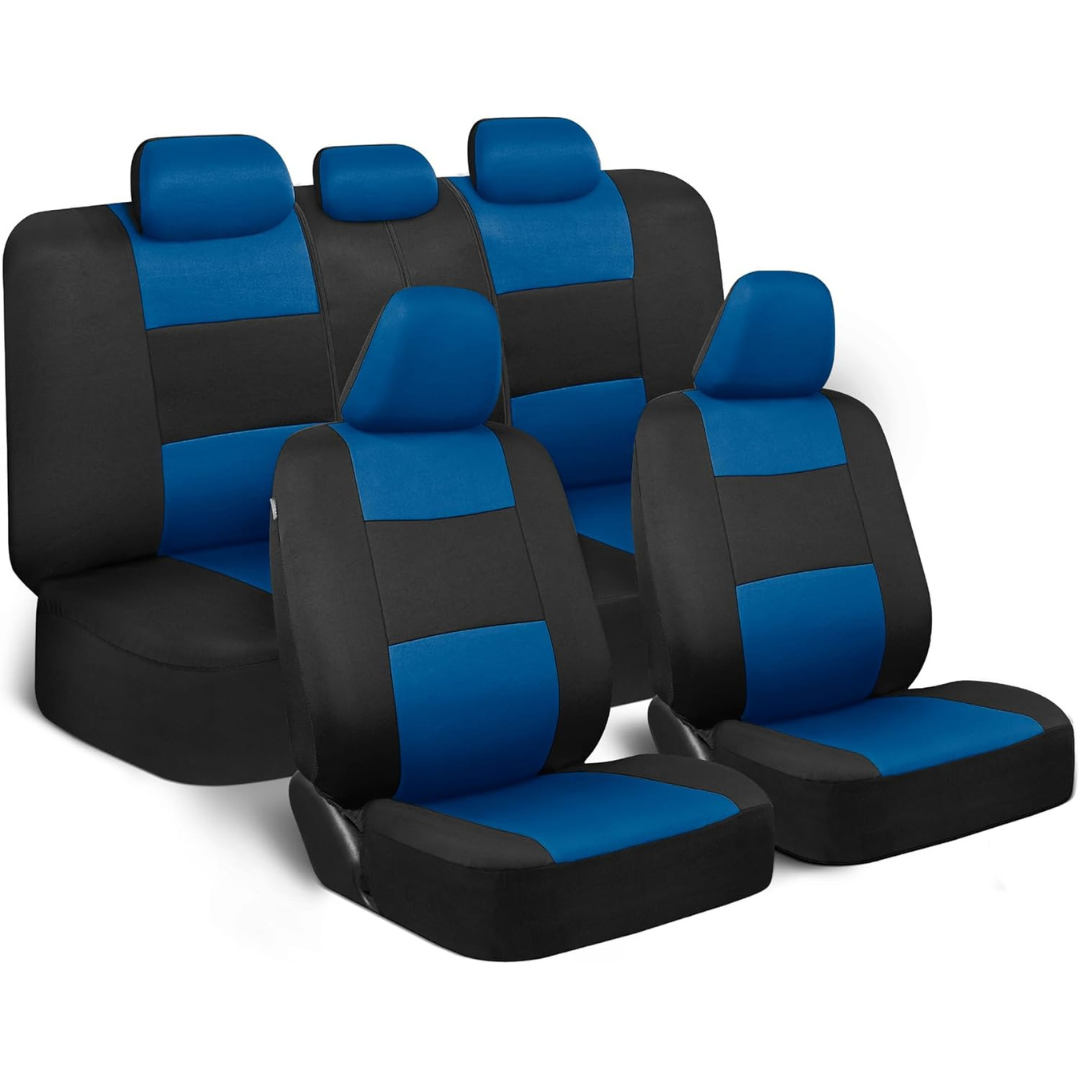 BDK PolyPro Car Seat Covers Full Set in Blue on Black Main image