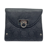 Salvatore Ferragamo Gancini Bifold Wallet Leather Black