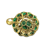 18K YG Emerald w/Diamonds Pendant E1 E12 D25 6.7g w/Cert