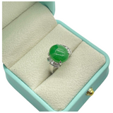 PT900 Natural Jadeite (Type-A) & Diamond Ladies Ring