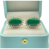 18K Yellow Gold Natural Jadeite (Type-A) & Diamond Earring