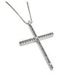 Damiani 750 White Gold Natural Black Diamond Cross Pendant/Chain