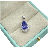 PT900 Natural Tanzanite & Diamond Pendant