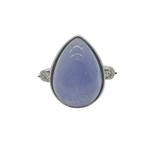 PT900 Natural Agate & Diamond Ring