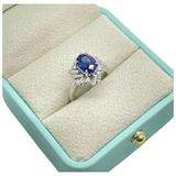 PT900 Natural Blue Sapphire & Diamond Ring