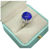 PT900 Natural Black Opal & Diamond Ring