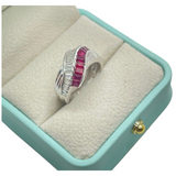 PT900 Natural Ruby & Diamond Ladies Ring